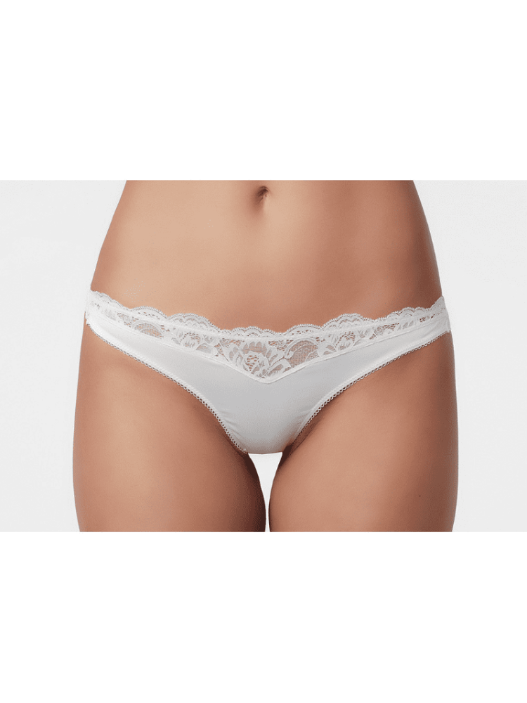 Poirier 15-910 Thong Ivory Lace Satin main product photo