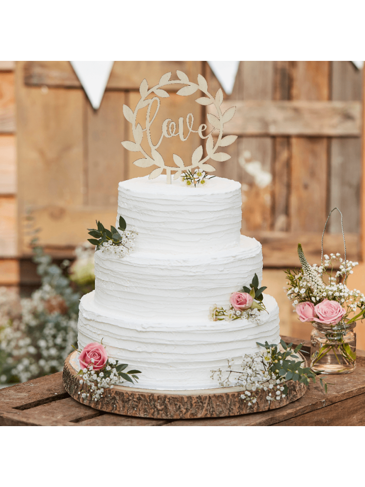 Ginger Ray CW-234 Rustic Country Wedding Cake Topper Wood Love main product photo