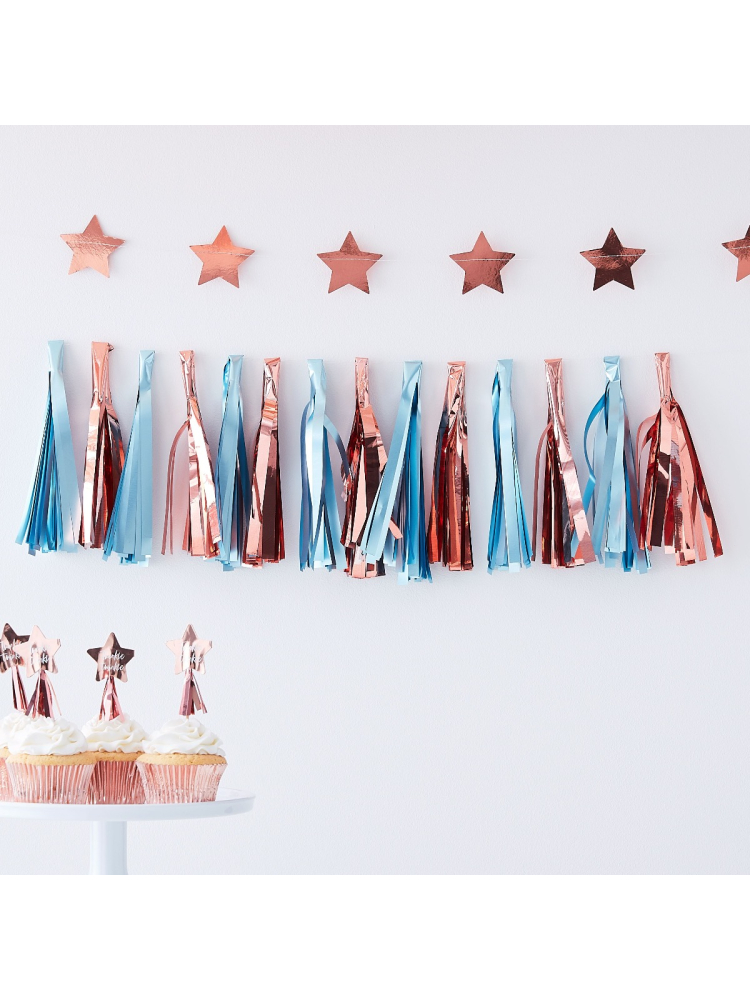 Ginger Ray TW-810 Twinkle Twinkle Blue Tassel Garland main product photo