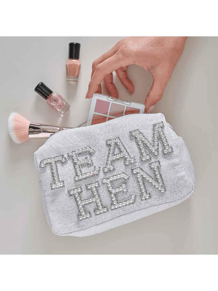 Ginger Ray HEN-122 Team Hen Make Up Bag Pearls White main product photo