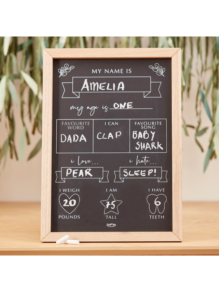 Ginger Ray BAB-105 Botanical Baby Milestone Chalkboard main product photo