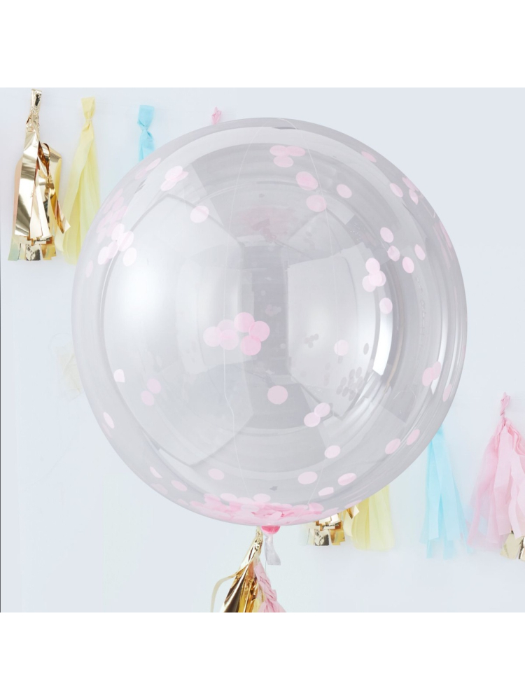 Ginger Ray PM-389 Pick & Mix Large Pink Confetti Orb Balloons main product photo