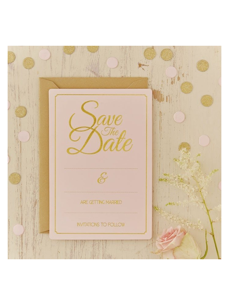 Gold Foiled Save The Date Cards - Pastel Perfection main product photo