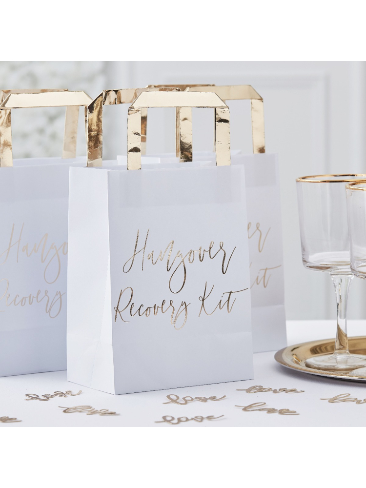 Ginger Ray GO-145 Gold Wedding Hangover Recovery Kit Bags main product photo
