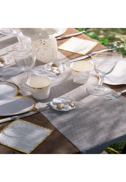 Santex White Golden Table Runner