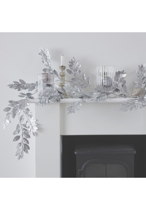 Ginger Ray SIL-418 Silver Glitter Foliage Garland