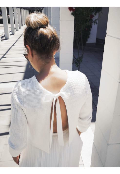 Forever & Eva P5344 Bridal Sweater with Satin Band ()