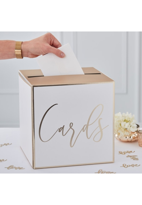 Ginger Ray GO-156 Gold Wedding Post Box Card Holder ()