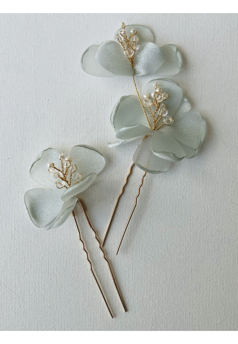 Sally Jane Bridal Poppy Aqua Hairpins Gold