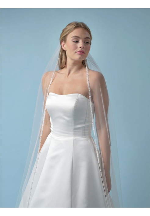Poirier S430-280-SOFT Veil Pearls & Sequins Edge - 280 cm ()