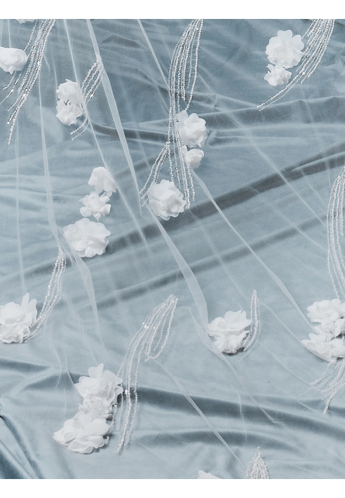  S75516-300-1 Veil with 3D flowers and pearls