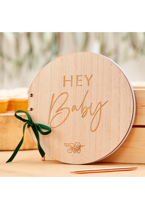 Ginger Ray BAB-107 Botanical Baby Wooden Guestbook ()