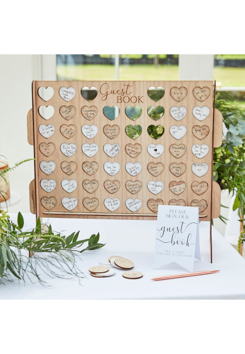 Ginger Ray BR-384 Botanical Wedding Four In A Row Guestbook ()