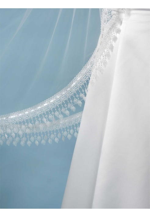 Poirier S440-280-SOFT Veil Embroidered Fringe - 280 cm