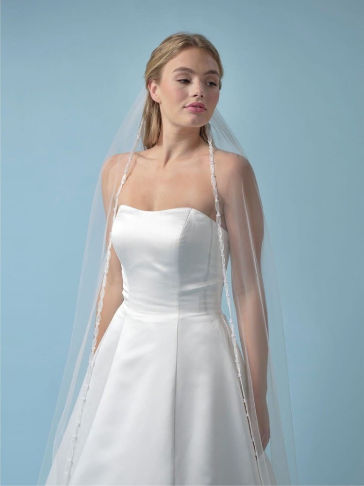 Poirier S430-280-SOFT Veil Pearls & Sequins Edge - 280 cm main product photo