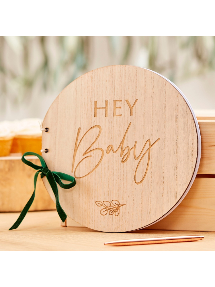 Ginger Ray BAB-107 Botanical Baby Wooden Guestbook main product photo