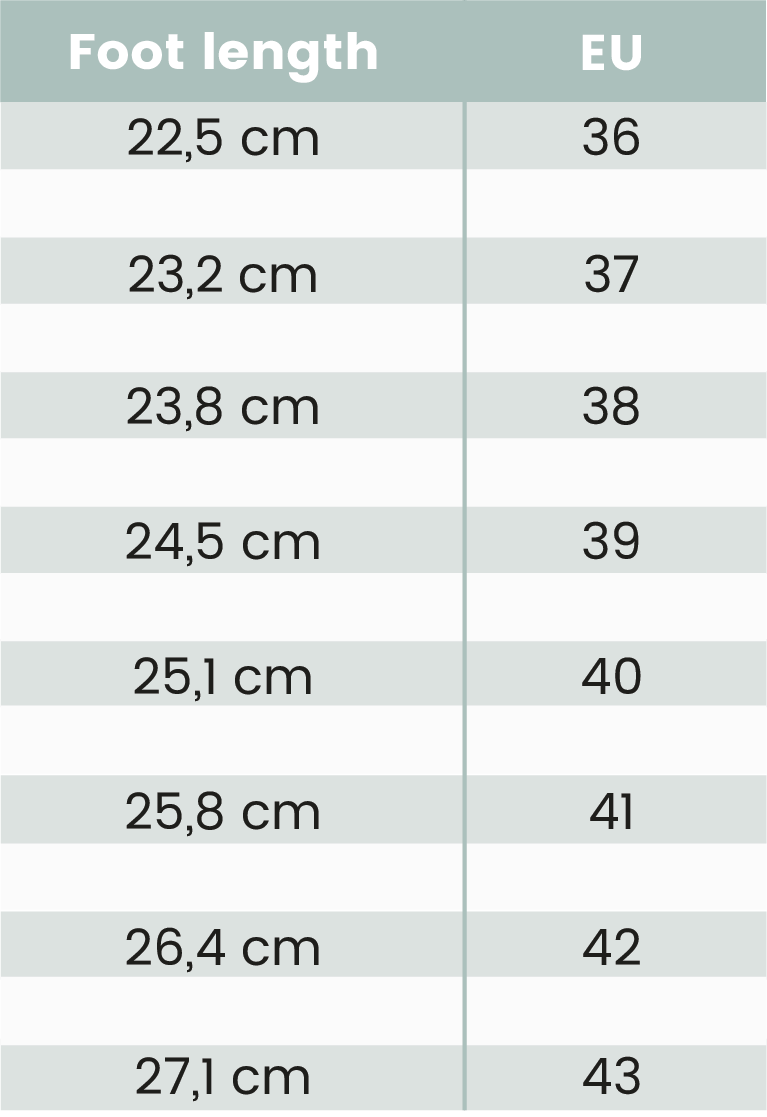 Size table wedding shoes White Lady